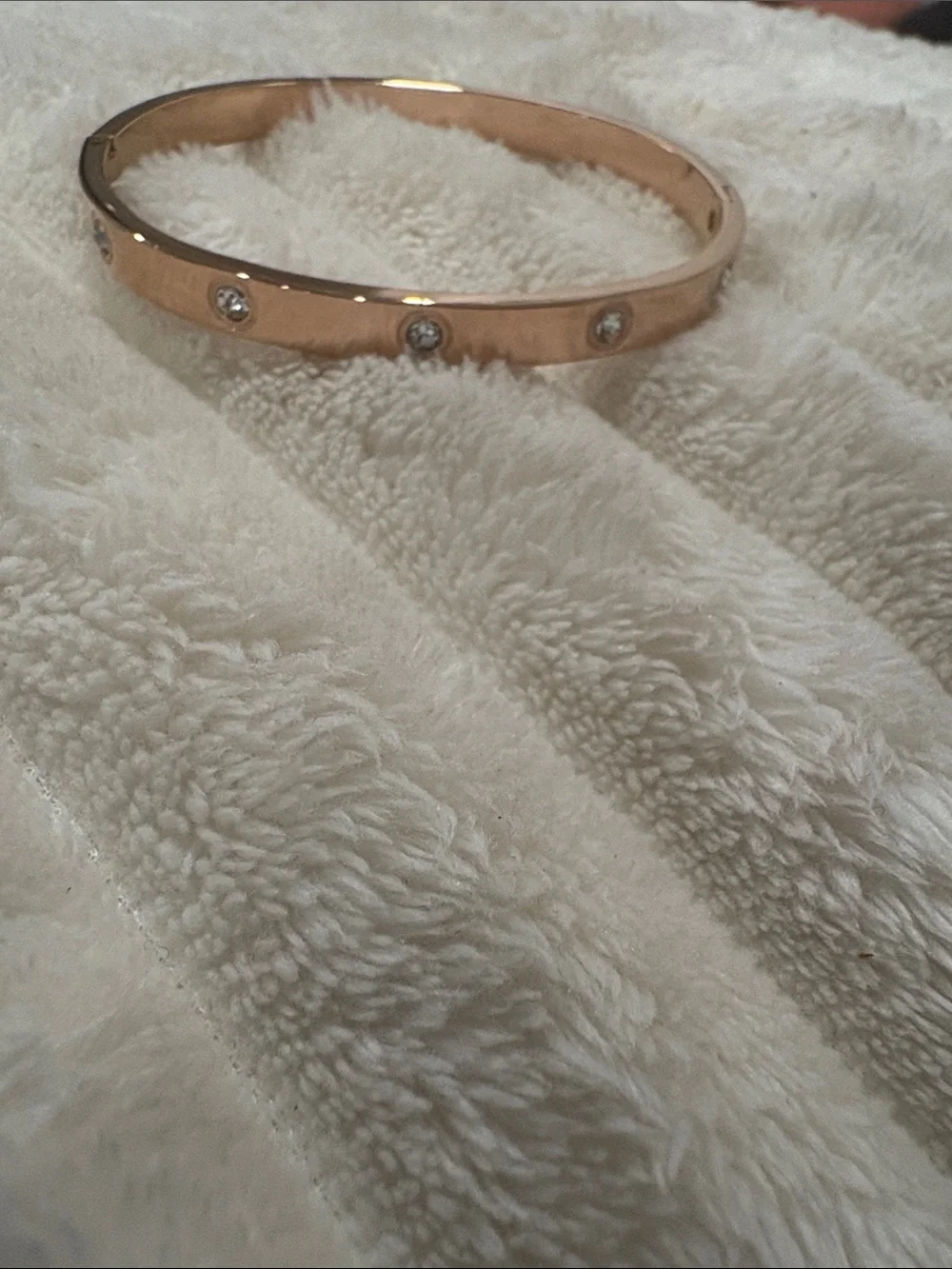 Elegant Rose Gold Crystal Accent Bangle Bracelet